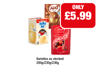 Aero Easter Egg, Milky Bar, Lindt Lindor - Now Only £5.99 at Family Shopper