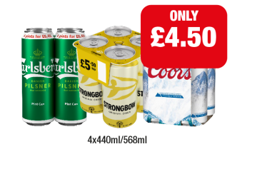 Carlsberg, Strongbow, Coors - Now Only £4.50 at Family Shopper