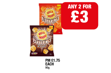 Hula Hoops Flavarings Spicy, Big 'N' Beefy - Any 2 for £3 at Family Shopper