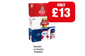 Madri, Stella Artois, Kronenbourg - Now Only £13 at Family Shopper