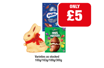 Milky Way Easter Egg, Fruit Pastilles, Lindt Chocolate Bunny - Now Only £5 at Family Shopper