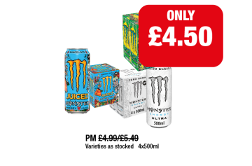 Monster Punch, Juiced, Ultra - Now Only £4.50 at Family Shopper