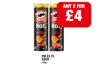 Pringles Hot Fried Chicken, Sweet Chilli - Any 2 for £4 at Family Shopper