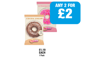 Simply Doughnuts Cocoa Cream, Strawberry Jam - Any 2 for £2 at Family Shopper