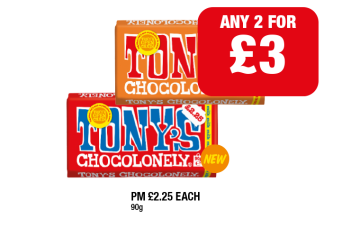 Tony's Chocolonely Milk, Sea Salt Caramel - Any 2 for £3 at Family Shopper