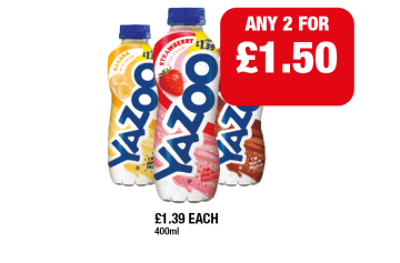 Yazoo Banana, Strawberry, Chocolate - Any 2 for £1.50 at Family Shopper