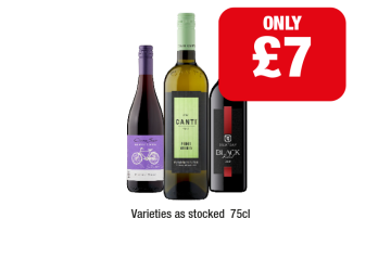 Cono Sur Bicicleta Pinot Noir, Canti Pinot Grigio, McGuigan Black Label Red - Now Only £7 at Family Shopper
