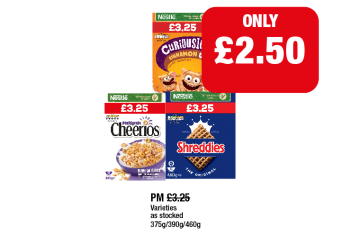 Curiously Cinnamon, Cheerios, Shreddies - Now Only £2.50 at Family Shopper