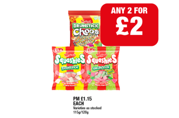 Drumstick Choos, Squashies Drumstick Original, Sour Cherry & Apple - Any 2 for £2 at Family Shopper