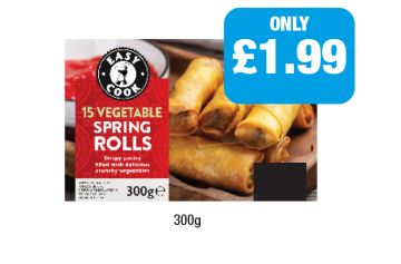Easy Cook 15 Vegetable Spring Rolls - Now Only £1.99 at Family Shopper