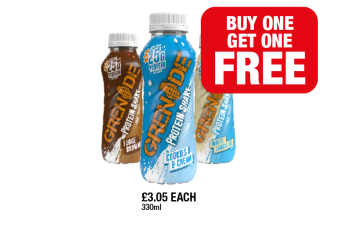 Grenade Protein Shake Fudge Brownie, Cookies & Cream, White Chocolate - Buy 1 Get 1 FREE at Family Shopper