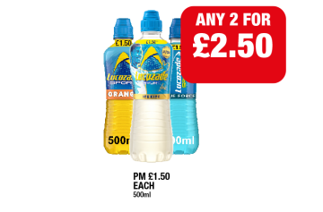 Lucozade Orange, Ice Kick, Blue Force - Any 2 for £2.50 at Family Shopper