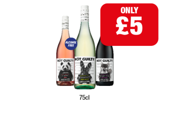 Not Guilty Zero Alcohol Rosé, Pinot Grigio, Red Blend - Now Only £5 at Family Shopper