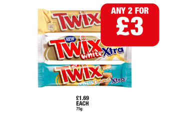 Twix Xtra, Salted Caramel, White - Any 2 for £3 at Family Shopper