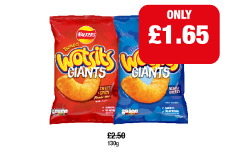Wotsits Giants Really Cheesy, Sweet & Spicy - Now Only £1.65 at Family Shopper