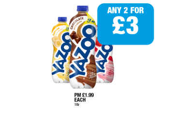 Yazoo Banana, Chocolate, Strawberry - Any 2 for £3 at Family Shopper