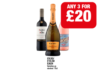 Casillero Del Diablo, Canti Prosecco, Jam Shed - Any 3 for £20 at Family Shopper