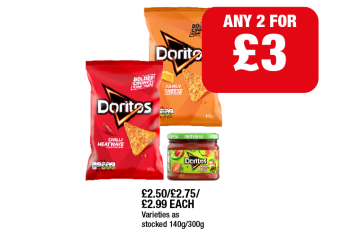 Doritos Chilli Heatwave, Tangy Cheese, Mild Salsa - Any 2 for £3 at Family Shopper