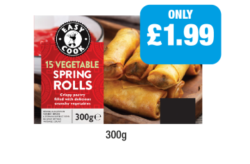 Easy Cook Vegetable Spring Rolls - Now Only £1.99 at Family Shopper