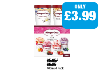 Häagen-Dazs Vanilla, Salted Caramel, Fruit Collection - Now Only £3.99 at Family Shopper