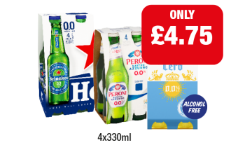 Heineken Zero, Peroni 0.0, Corona Zero - Now Only £4.75 at Family Shopper