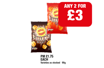 Hula Hoops Flavarings Beef 'N' Beefy, Spicy - Any 2 for £3 at Family Shopper