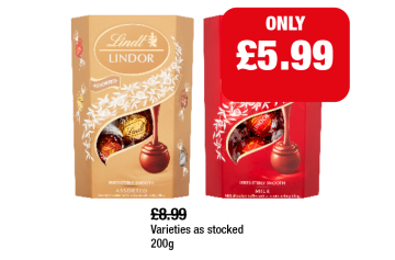 Lindt Lindor Assorted, Milk - Now Only £5.99 at Family Shopper