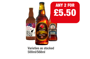Old Mout Cider, Kopparberg, Henry Westons - Any 2 for £5.50 at Family Shopper