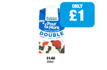 Pour & More Double Cream - Now Only £1 at Family Shopper