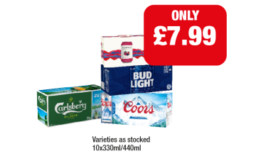 Rekorderlig, Bud Light, Coors, Carlsberg - Now Only £7.99 at Family Shopper