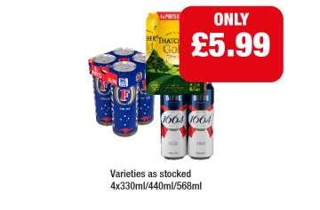 Thatchers Gold, Fosters, Kronenbourg - Now Only £5.99 at Family Shopper