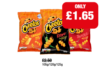 Cheetos Original, Fiery, Twisted - Now Only £1.65 at Family Shopper