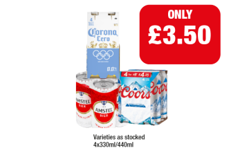 Corona Zero, Coors, Amstel - Now Only £3.50 at Family Shopper