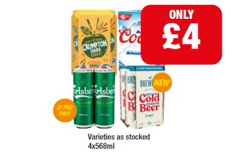 Crumpton Oaks, Coors, Carlsberg, Brewdog Cold Beer - Now Only £4 at Family Shopper