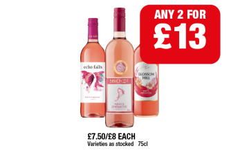 Echo Falls, Barefoot White Zinfandel, Blossom Hill - Any 2 for £13 at Family Shopper