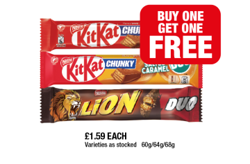KitKat Chunky Duo, Salted Caramel, Lion Duo - Buy 1 Get 1 FREE at Family Shopper