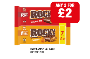 Rocky Chocolate, Caramel - Any 2 for £2 at Family Shopper