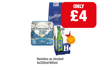 San MIguel 0.0, Thatchers Zero, Heineken 0.0 - Now Only £4 at Family Shopper