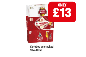 Stella Artois, Cruzcampo, Madri - Now Only £13 at Family Shopper