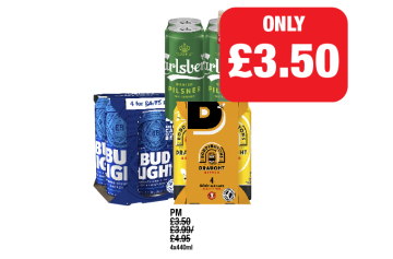 Carlsberg, Bud Light, Bodingtons - Now Only £3.50 each at Family Shopper
