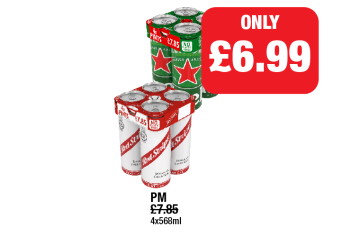 Heineken, Red Stripe - Now Only £6.99 each at Family Shopper