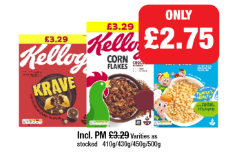Kellogg's Krave, Chocolate Corn Flakes, Rice Krispies - Now Only £2.75 each at Family Shopper