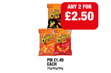 Cheetos Original, Fiery, Twisted - Any 2 for £2.50 at Family Shopper