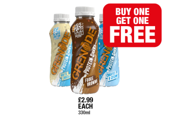 Grenade Protein Shake White Chocolate, Fudge Brownie, Cookies & Cream - Now Only Buy 1 Get 1 FREE at Family Shopper