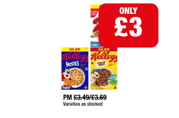 Kelloggs Special K, Frosties, Coco Pops - Now Only £3 at Family Shopper