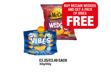 McCain Vibes Salt & Vinegar, Lightly Spiced Wedges - Buy McCain Wedges And Get A Pack Of Vibes FREE at Family Shopper