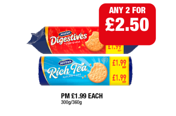 McVities Digestives, Rich Tea - Now Only £2.50 at Family Shopper