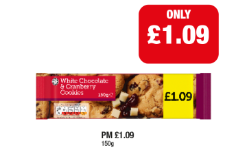 White Chocolate & Cranberry Cookies - Now Only £1.09 at Family Shopper