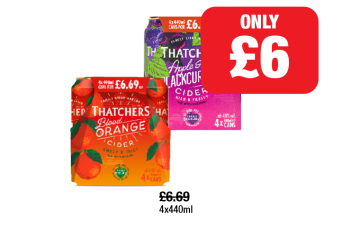 Thatchers Apple & Blackcurrant, Blood Orange - Now Only £6 each at Family Shopper