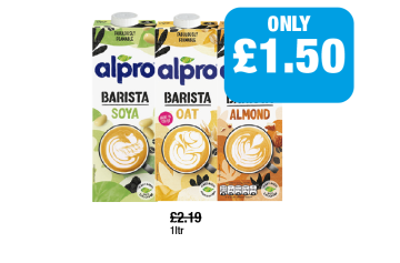 Alpro Barista Soya, Oat, Almond - Now Only £1.50 at Family Shopper